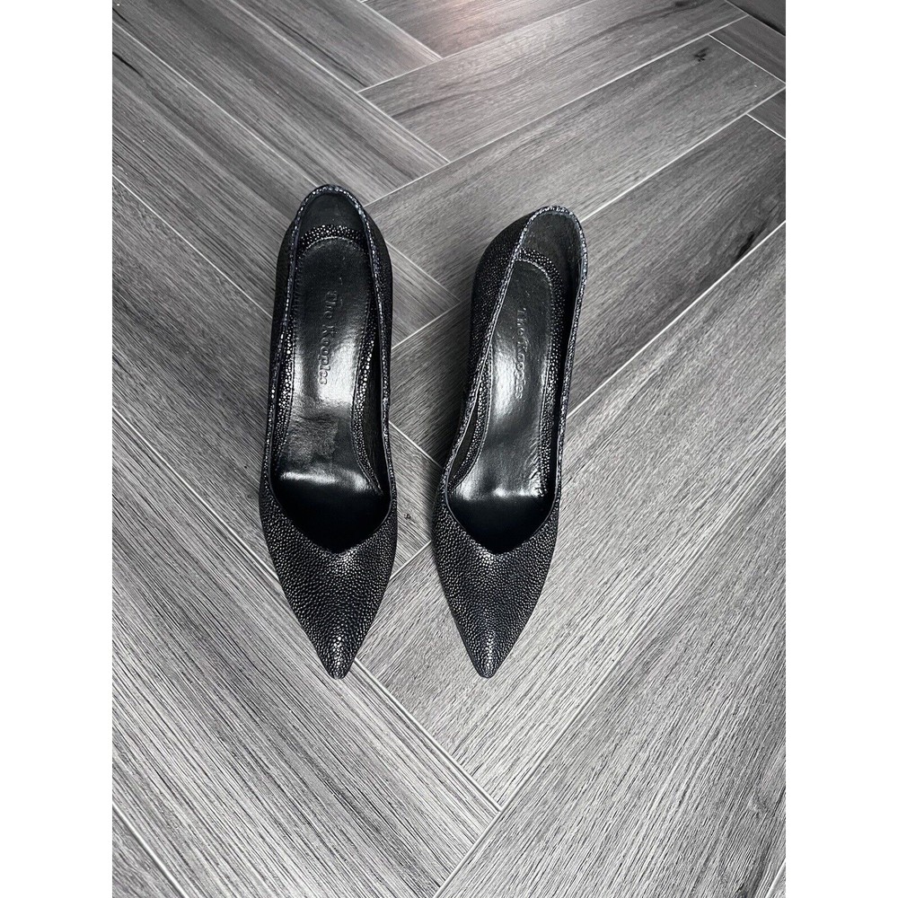 NEW KOOPLES BLACK LEATHER POINTED TOE PUMPS HEELS SHOES SIZE EU 36 US 5.5